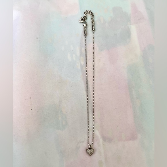 Brighton Small Crystal Studded Heart Necklace Delicate Chain Silver Plated EUC - Picture 4 of 5
